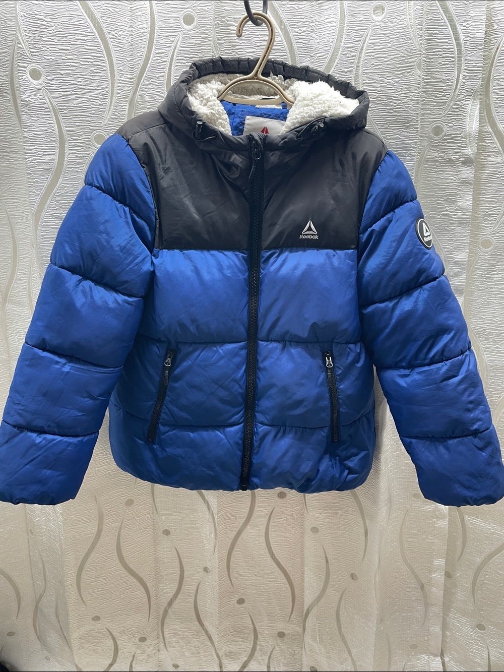 Reebok Blue and Black Sherpa-Lined Kids Puffer Jacket